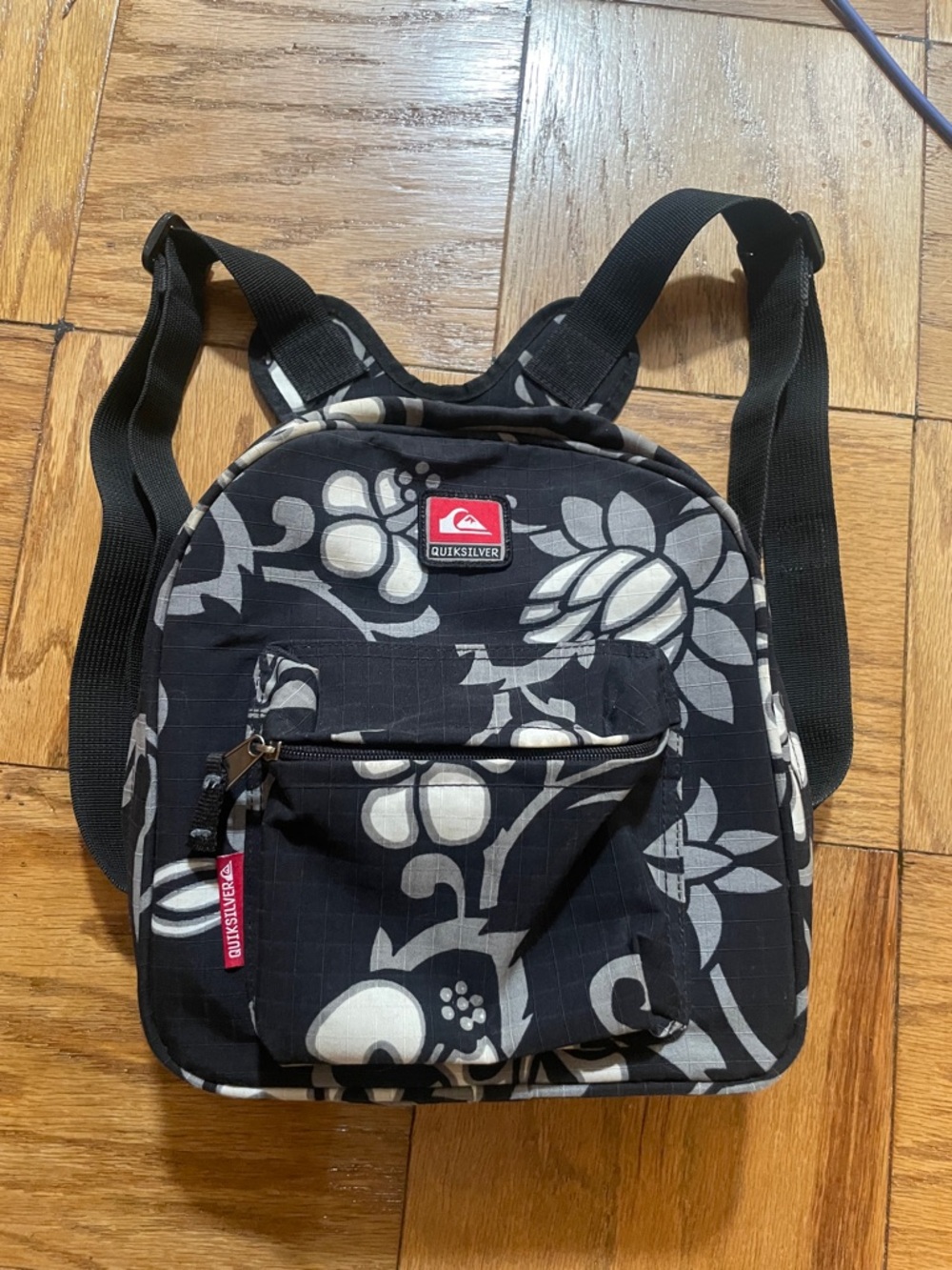 Quiksilver Black Floral Mini Backpack